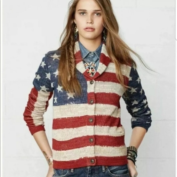 Polo Ralph Lauren Men Star /& Stripe US American Flag Shawl Cardigan Sweater L